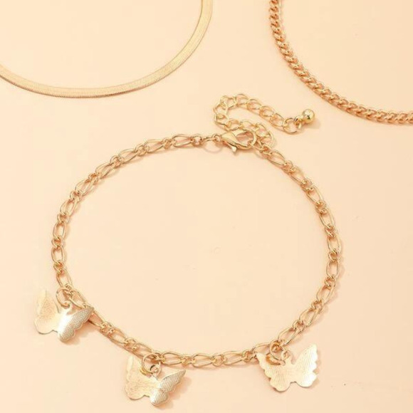 Anklet Ankle Bracelets Gold Anklets Multi-layer Butterfly Charm Anklets … - Picture 3 of 9